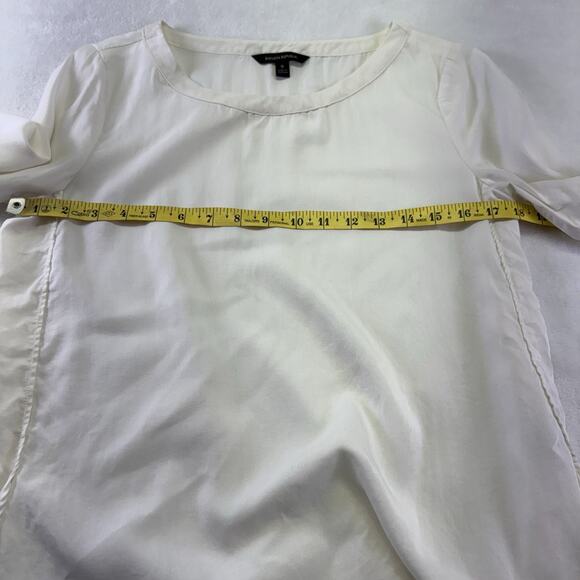 Banana Republic TENCEL™ High Low Hem Long Sleeve Blouse Tunic Shirt Ivory Size S - Picture 9 of 10